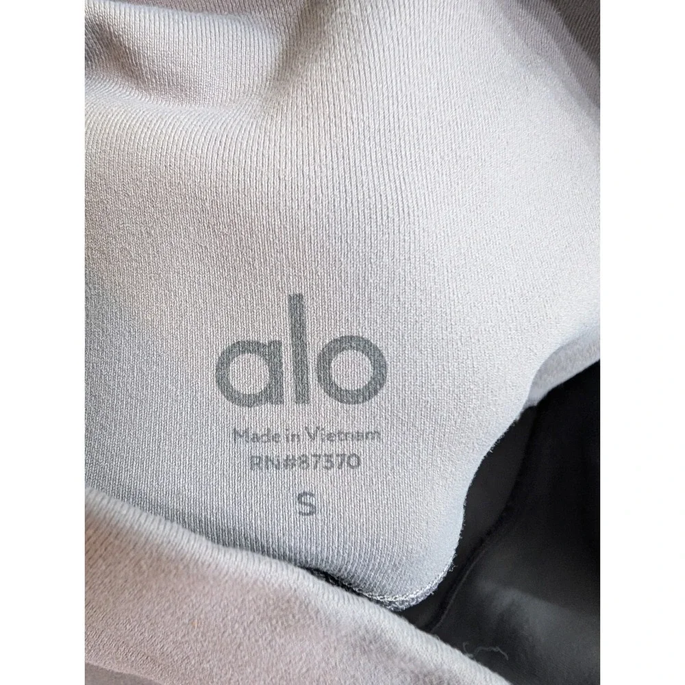 Alo Yoga High‎ Waist Moto Leggings Taupe Ribbed Panel Athletic Pants - Size S